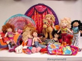 Large Lot Groovy Girls w/ 12 Dolls Stage Furniture Horse Car Canopy 