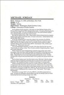 camera ready biography sheet michael jordan 1991 time left $