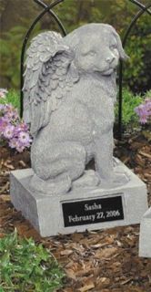 Personalized Angelic Pet Memorial Dog Statue Grave Marker Tomb Stone 