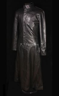 neo matrix black men s stylish real leather long coat