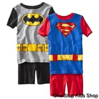   SUPERMAN Boys 4 6 8 10 Costume Pjs Set PAJAMAS Shirt Shorts Super Hero