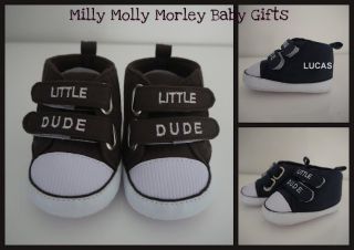 Baby Boys PERSONALISED Little Dude 1st Shoes booties by Milly Molly 
