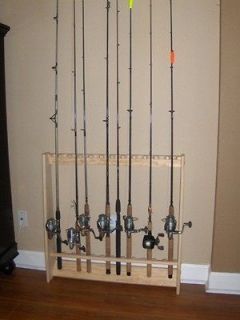 vertical wall fishing pole rod rack 12 natural tvwrr 12