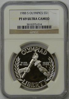 1988 s ngc pf69 olympics proof silver dollar coin  4 25 3 