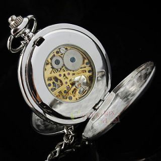   Mechanical Pocket Watch Polish Mirror Cover Dual Open Clock HQ