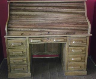 vintage solid oak s roll top desk 