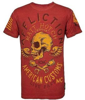 Affliction MMA American Customs Matt Hotch Designs Skull Red Mens Tee 