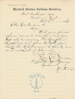 1896 Original 19th century Helena Montana Indian Agency Letter signed 