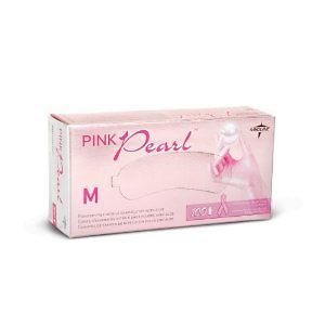 PINK PEARL MEDLINE NITRILE EXAM GLOVES WITH ALOE LATEX FREE SIZE LARGE 