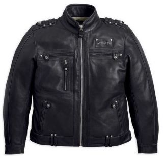 Harley Davidson Mens Black Leather Valor Jacket with Removable Vest 