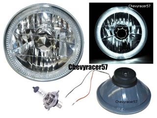   CRYSTAL CLEAR WHITE LED HALO RING H4 LIGHT BULB MOTORCYCLE HEADLIGHT