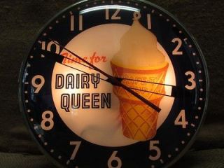 Vintage Dairy Queen Ice Cream Lighted Clock Sign Antique Soda RARE 