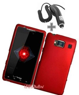 for Motorola Droid RAZR MAXX HD RED HARD PLASTIC PHONE COVER CASE+CAR 