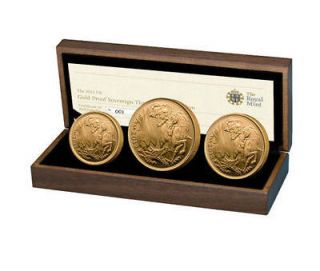 2012 ROYAL MINT ST GEORGE SOVEREIGN GOLD PROOF 3 COIN SET BOX COA 