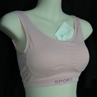 No wire padded workout sports bra with Removable pads pink 32A 32B 32C 