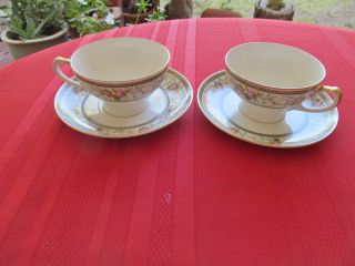 ROYAL BAVARIA HUTSCHENREUTHER SELB THE MERIDEN 2 CUPS & SAUCERS