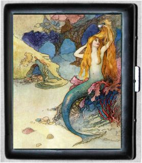 Mermaid Vintage Art Black Metal Wallet Cigarette Case #887