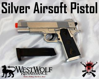 Silver METAL Airsoft Pistol/Sidearm/Handgun/Gun    1911/45/WWII    NEW
