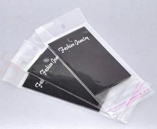 100 black earring display cards w self adhesive bags from