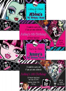 Monster High Custom Birthday Ticket or 4X6 Invitations U PRINT NEW 