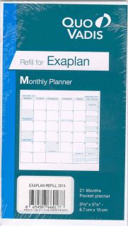 Quo Vadis 2013 Refill for Exaplan Monthly Planner, 3 3/8 x 5 7/8