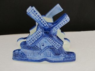   Delftsblauw HandPainted Windmill Napkin Letter Holder Great Color