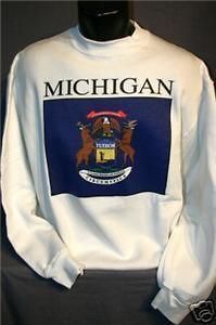 Great Gift NEW State of Michigan Flag Souvenir Sweatshirt~Mens Size 