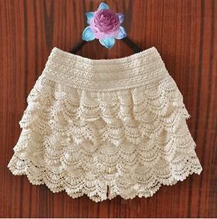 New White Fashion Mini Lace Tiered Short Skirt Under Safety Pants 