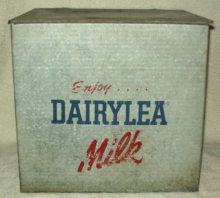   Vintage Porch Milk Box Milkbox Galvanized Metal Enjoy Dairylea Milk