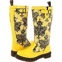 Doc Martens Yellow Black Floral NELLIE Boots Adjustable Top Side 