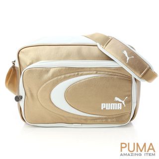 bn puma boarding messenger shoulder school bag gold