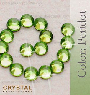 288 Peridot green ss16 Iron on 4mm glass Flatback Crystal Hotfix 