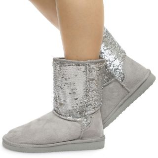 Faux Suede Shearing Lining Sequins Shaft Classic Short Mid Calf Flat 