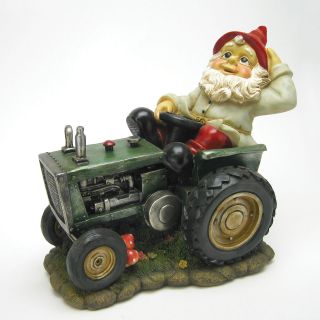 plowing pete on tractor sculpture garden gnome statue time left