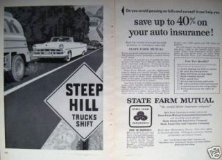 1954 state farm auto insurance ad steep hill country rd