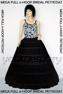 Black Mega Full 6 Bone Hoop Skirt Slip Crinlline Petticoat Wedding 