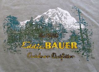 EDDIE BAUER Mens S/S Snow Capped Peak Graphic T Shirt GREEN Medium M 