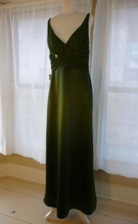 Chiffon Formal Rich Green Gown Dress Size 12 Holiday NYE CHEAP 