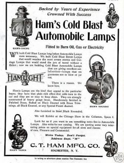 1911 ham s cold blast automobile lamps ad rochester ny
