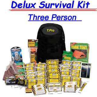 Deluxe Emergency Survival Backpack Kit 3 Person Large Bug Out Bag 