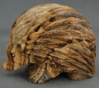 ONE Hedgehog 2 inch Kalahari Jasper Carved Animal Stone Rock Porcupine
