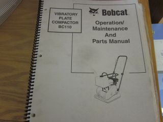 Bobcat Vibratory Plate Compactor BC110 Operation, Maintenance & Parts 