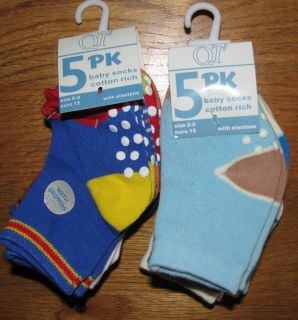 Pack of 5 baby socks with grippers on soles of 3 pairs size 0 0 2 