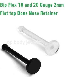18GA, 20GA~2mm Flat Top Bone Bio Flex Nose Retainer, Tragus (Specify 
