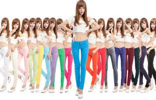 Womens Stretch Candy Pencil Pants Casual Skinny Jeans Trousers 6 size 