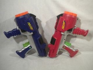 nerf gun hyperfire red and blue set of blasters time