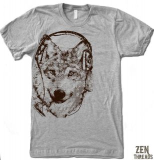 mens wolf headphones american apparel t shirt tee s 2xl