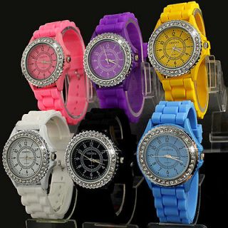 6pcs Plush Classic Gel Silicone Crystal Men Lady Jelly Watch Gifts ,W3 