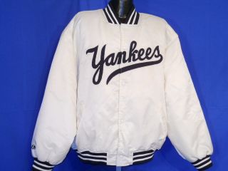 new york yankees ny majestic white satin jacket xxl one