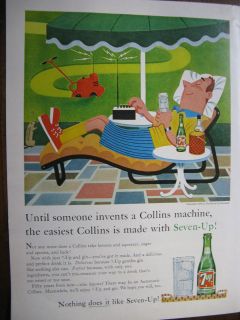Vintage 7up Original Print Ad 8.5 X 11 7 Up Tom Collins 1960 PRINT 